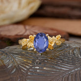 Nature-Inspired 4-Prong Oval-Cut Natural Tanzanite Engagement Ring