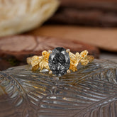 Nature-Inspired 4-Prong Oval-Cut Natural Black Rutilated Quartz Engagement Ring