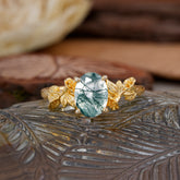 Nature-Inspired 4-Prong Oval-Cut Natural Moss Agate Engagement Ring