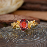 Nature-Inspired 4-Prong Oval-Cut Natural Garnet Engagement Ring