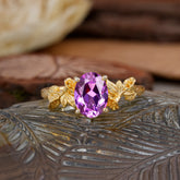 Nature-Inspired 4-Prong Oval-Cut Natural Amethyst Engagement Ring