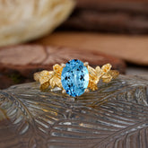 Nature-Inspired 4-Prong Oval-Cut Aquamarine Engagement Ring