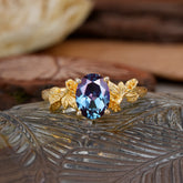 Nature-Inspired 4-Prong Oval-Cut Alexandrite Engagement Ring