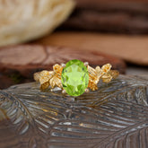 Nature-Inspired 4-Prong Oval-Cut Natural Peridot Engagement Ring