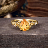 Vintage Minimalist 4-Prong Pear-Cut Citrine Engagement Ring
