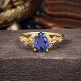 Vintage Minimalist 4-Prong Pear-Cut Tanzanite Engagement Ring