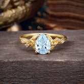 Vintage Minimalist 4-Prong Pear-Cut Aquamarine Engagement Ring