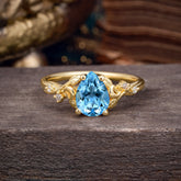 Vintage Minimalist 4-Prong Pear-Cut Aquamarine Engagement Ring