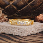 Vintage Nature Inspired Round Cut Mens Moissanite Wedding Rings