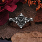 Halloween Limited-Crescent Moon | Exquisite Coffin Cut Black Rutilated Quartz Ring Set