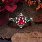 Halloween Limited-Crescent Moon | Exquisite Coffin Cut Black Rutilated Quartz Ring Set