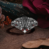 Halloween Limited | Coffin Cut Wing Inspired Black Rutilated Quartz Ring Set