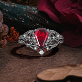 Halloween Limited | Coffin Cut Wing Inspired Black Rutilated Quartz Ring Set