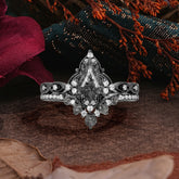 Halloween Limited | Vintage Kite Cut Black Rutilated Quartz Ring Set