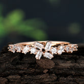 Half Eternity Straight Wedding Band Cluster Moissanite Stacking Ring