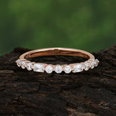 Unique Moissanite Wedding Band Half Eternity Stacking Ring