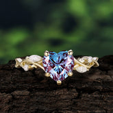 Vintage 5-Prong Heart-Cut Alexandrite Engagement Ring