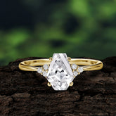 Minimalist 4-Prong Coffin-Cut Moissanite Engagement Ring
