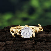Nature-Inspired Classic 4-Prong Round Moissanite Engagement Ring