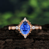 Antique Pear-Cut Sapphire Engagement Ring