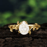 Organic Vine-Entwined 4-Prong Pear-Cut Moissanite Engagement Ring