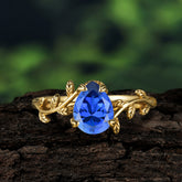 Organic Vine-Entwined 4-Prong Pear-Cut Sapphire Engagement Ring