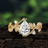 Branch-Inspired 3-Prong Pear-Cut Moissanite Engagement Ring