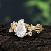 Nature Inspired Coffin-Cut Moissanite Engagement Ring
