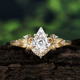 Luxury Nature-Inspired 4-Prong Kite-Cut Moissanite Engagement Ring