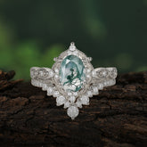 Gorgeous Oval Cut Natural Moss Agate Engagement Ring