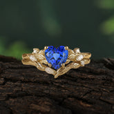 4-Prong Nature-Inspired Heart-Cut Sapphire Engagement Ring
