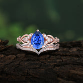 Romantic 5-Prong Pear Cut Sapphire Stacking Ring