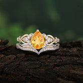Romantic 5-Prong Pear Cut Citrine Stacking Ring