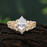 Art Nouveau 5-Prong Pear Cut Moissanite Ring