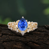 Art Nouveau 5-Prong Pear Cut Sapphire Ring
