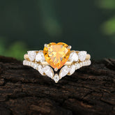 Bohemian Heart 4-Prong Heart Cut Citrine Stacking Ring