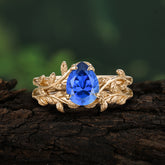 Artistic Vine  Themed 4 - Prong Pear Cut Sapphire Stackable Rings