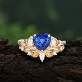 Nature - Inspired 3 - Prong Heart - Cut Sapphire Stackable Ring Set