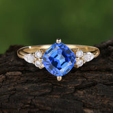 Classic Elegant 4-Prong Princess Cut Sapphire Engagement Ring