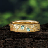 Classic Style Bezel  Set Round - Cut Natural Moss Agate Men's Ring