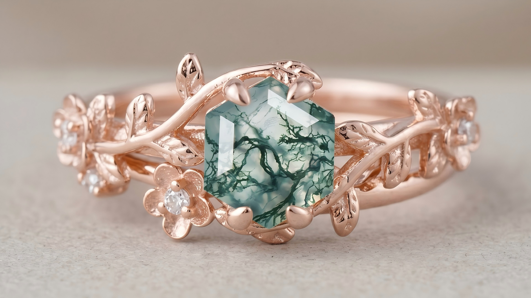 Best Settings for Moss Agate Engagement Rings