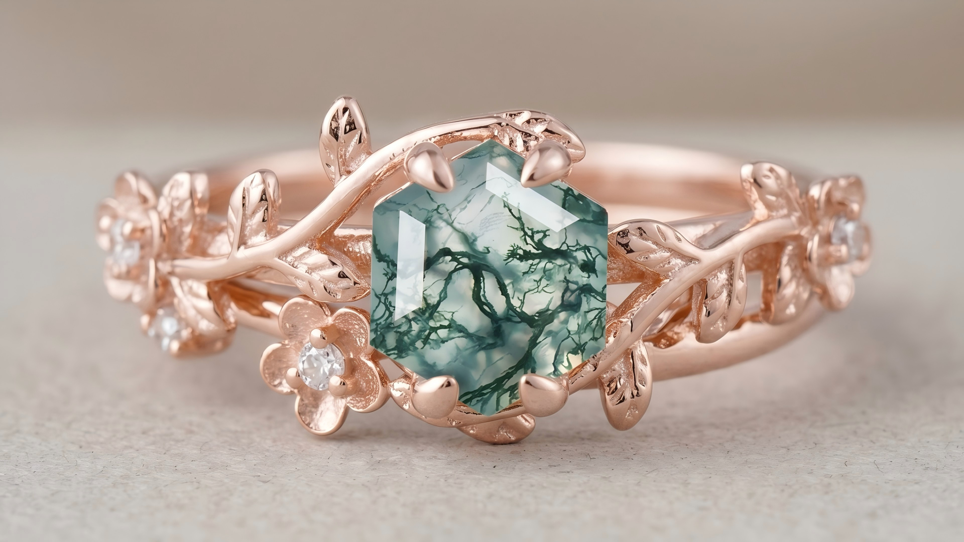 Best Settings for Moss Agate Engagement Rings