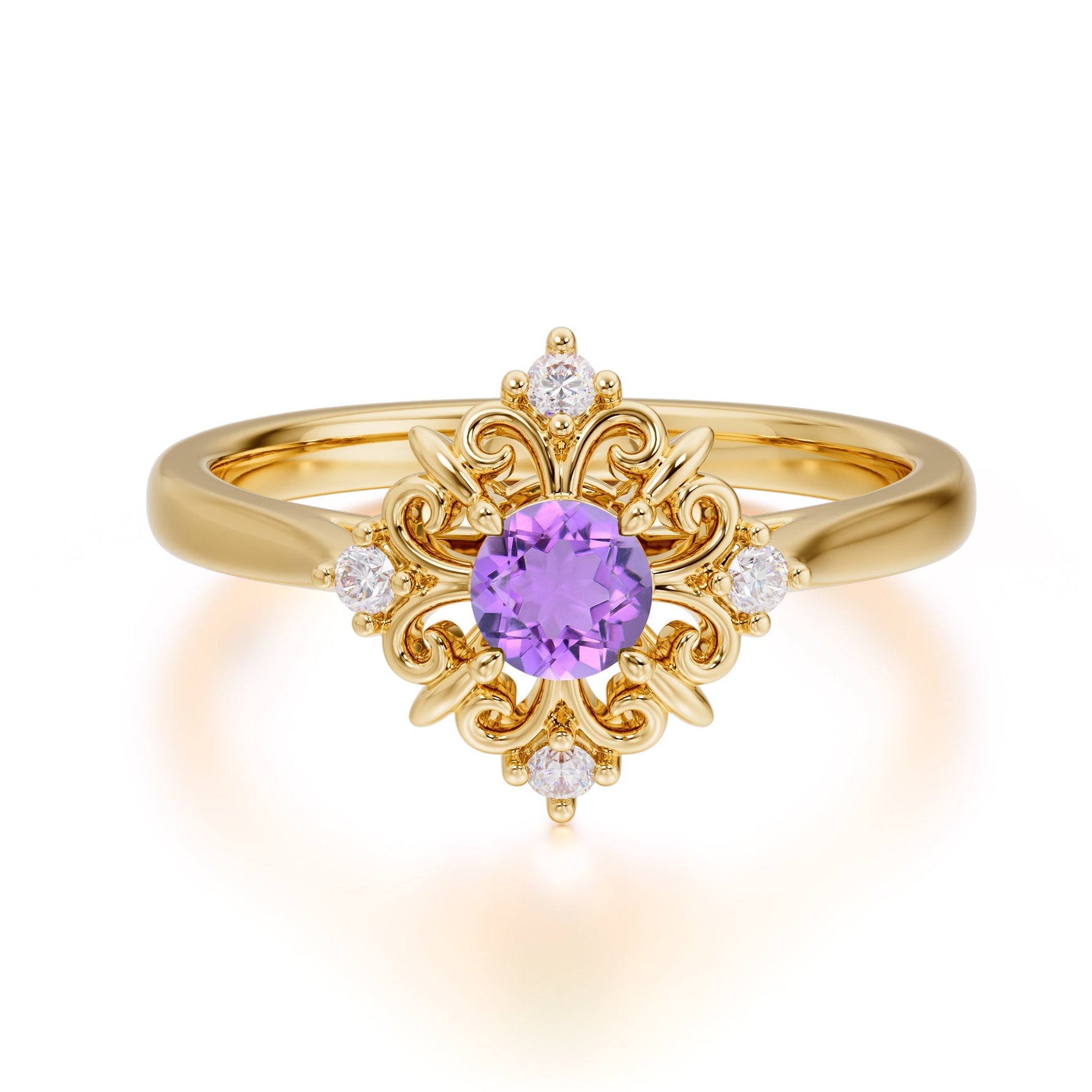 Vintage Amethyst Filigree Ring – Romantic Purple Ring for Women