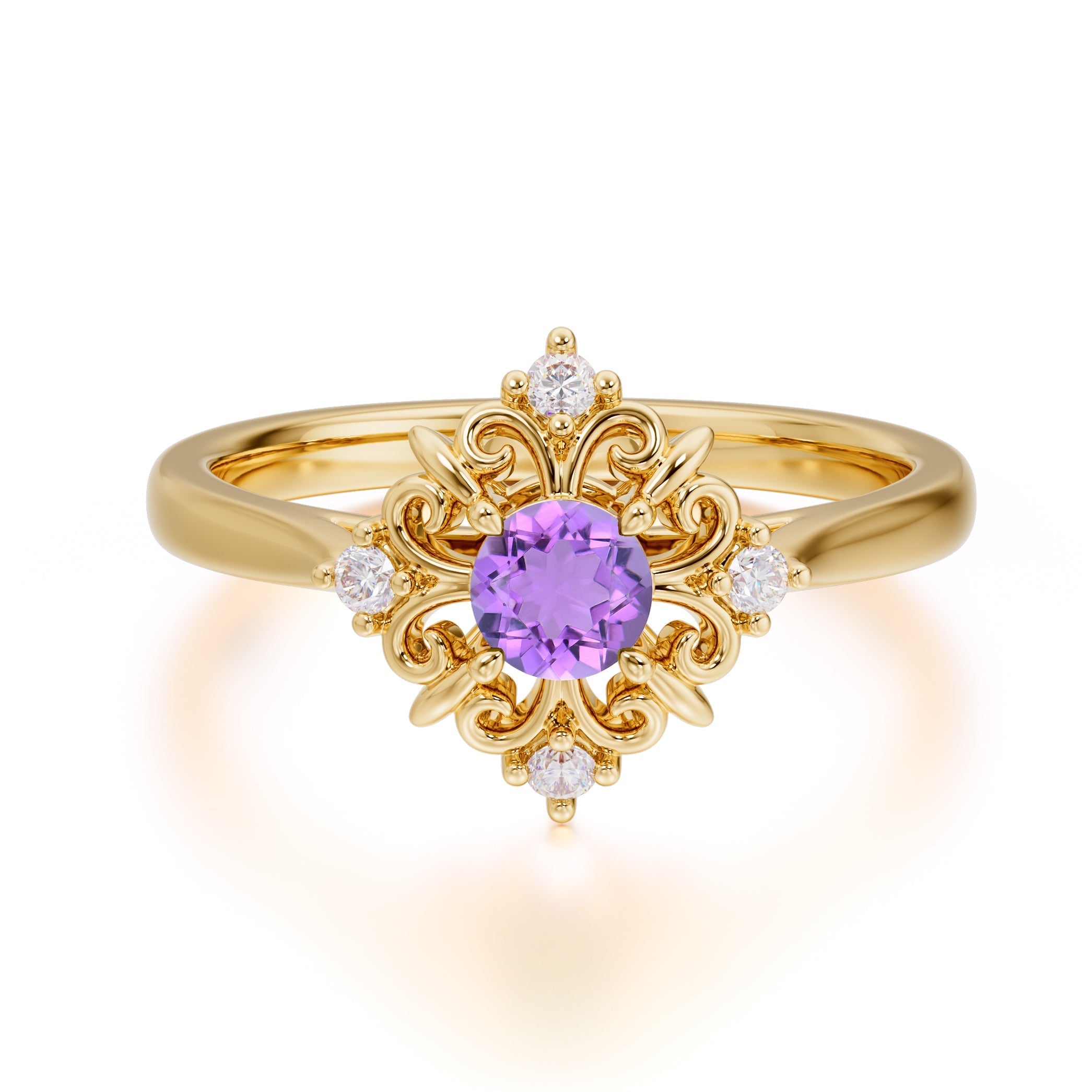 Vintage Amethyst Filigree Ring – Romantic Purple Ring for Women