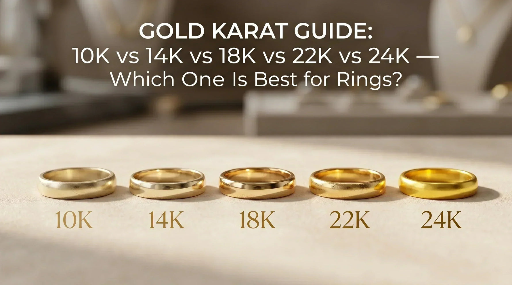 Gold Karat Guide: 10K vs 14K vs 18K vs 22K vs 24K — How to choose gold karat for rings?
