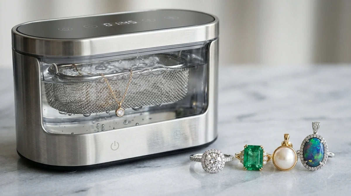 Jewelry ultrasonic cleaner with sensitive gemstones