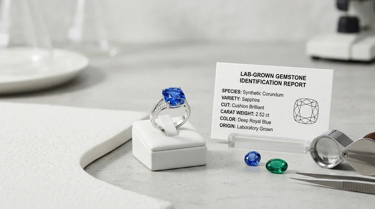 lab-grown gemstone ring label guide