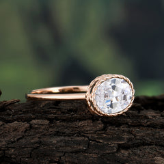 2 Carat Oval Cut Classic Moonstone Engagement Ring for Girlfriend