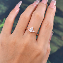 Oval Cut Unique Bottom Cluster Moissanite Anniversary Ring for Women