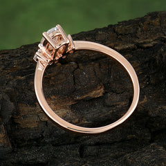 Oval Cut Unique Bottom Cluster Moissanite Anniversary Ring for Women